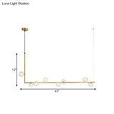 Modern Linear Chandelier - 6/8 Lights Glass Shade Island Light In Black/Gold