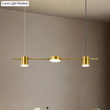 Modern Linear Metallic Chandelier Light - 3/5 Heads Black/Gold Hanging Lamp With Rotatable Shade