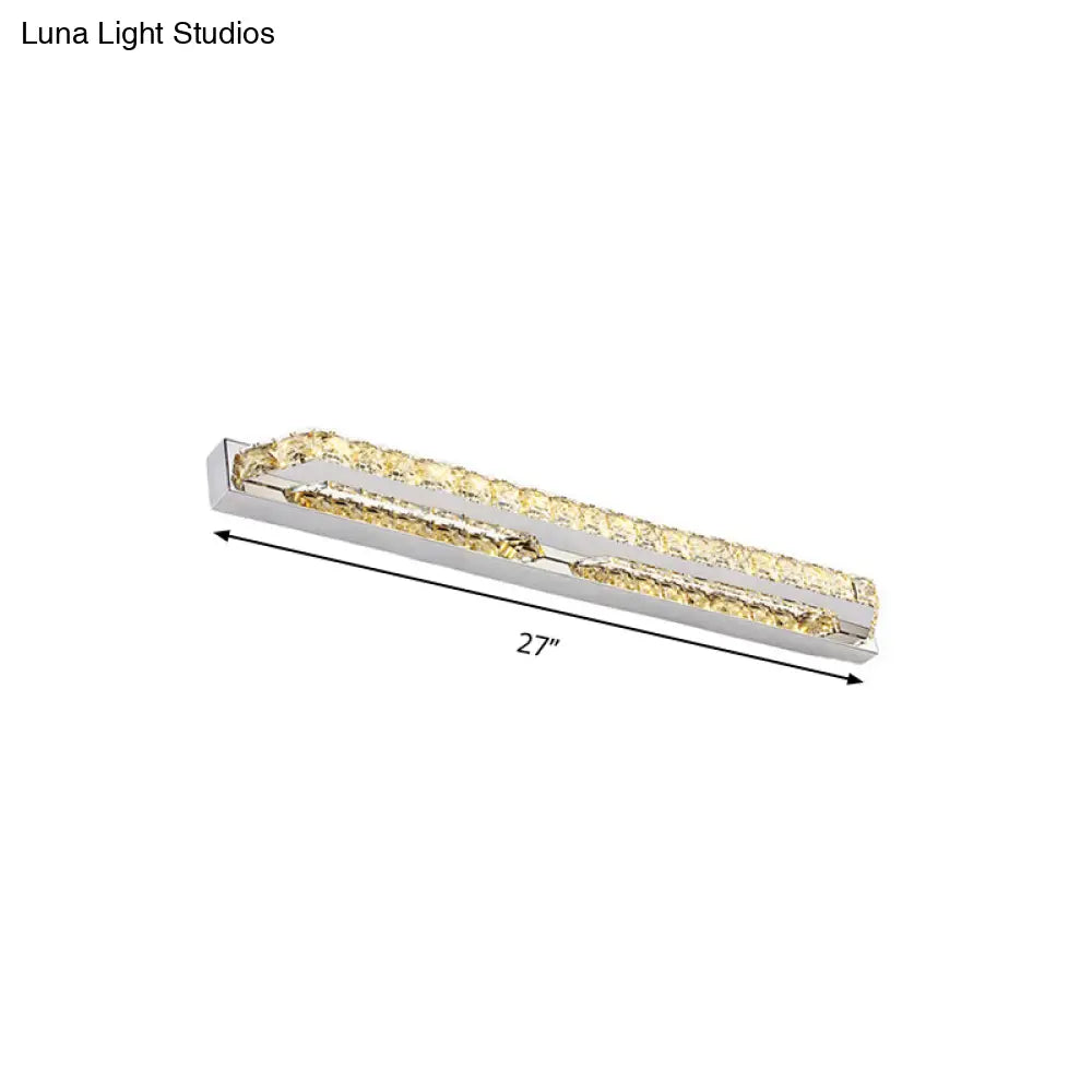 Modern Linear Wall Mounted Vanity Sconce For Bathroom - Clear/Amber Crystal Warm/White Light