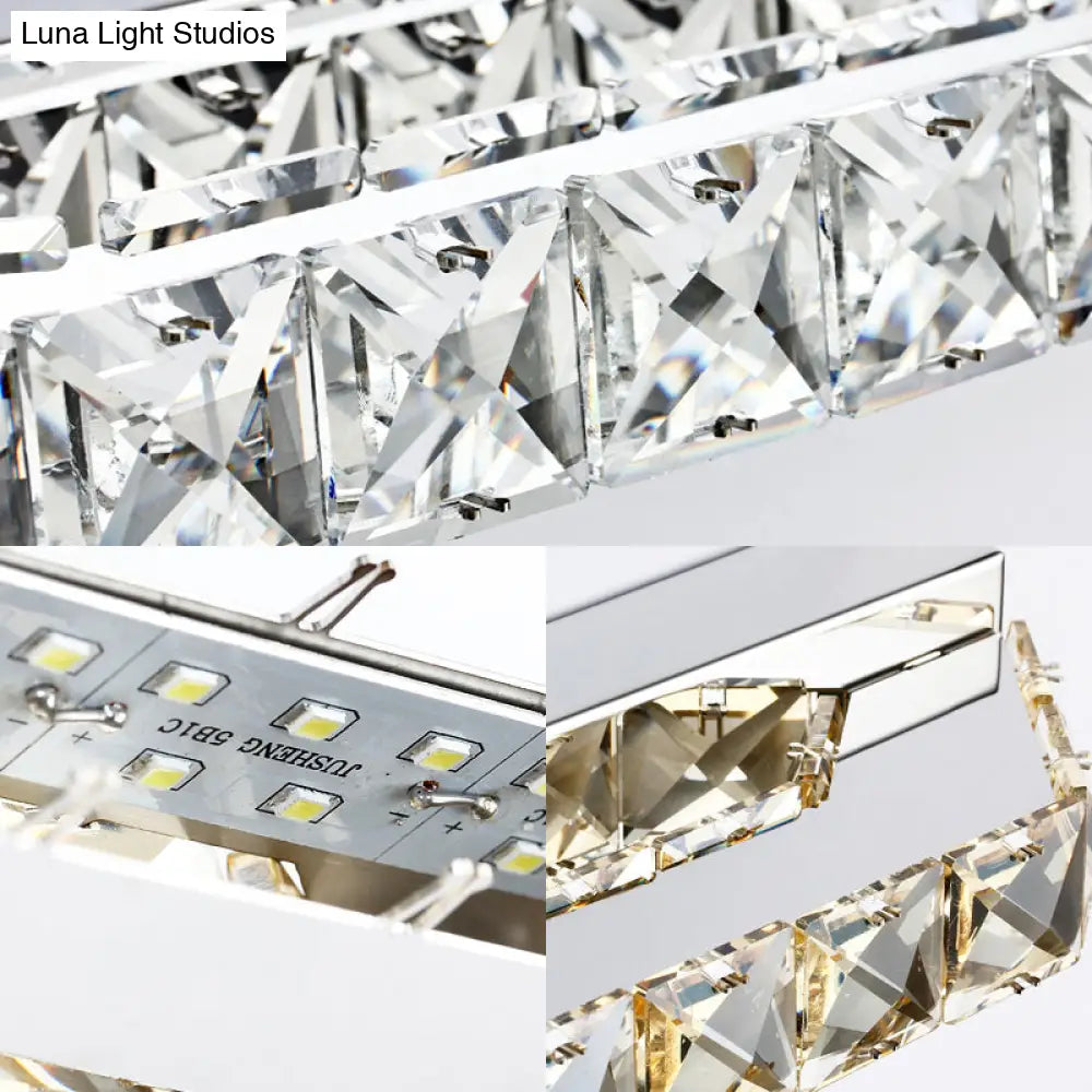 Modern Linear Wall Mounted Vanity Sconce For Bathroom - Clear/Amber Crystal Warm/White Light