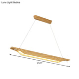 Modern Linear Wooden Pendant Light Fixture With Led Beige White/Warm/Natural