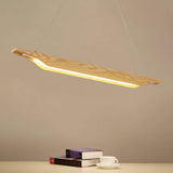 Modern Linear Wooden Pendant Light Fixture With Led Beige White/Warm/Natural Wood / Warm