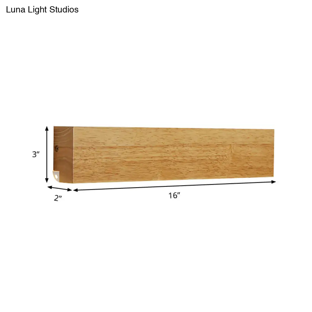 Modern Linear Wooden Wall Sconce Lamp - 1-Light Led Down Lighting Fixture For Bedroom