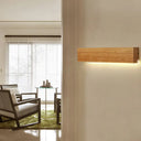 Modern Linear Wooden Wall Sconce Lamp - 1-Light Led Down Lighting Fixture For Bedroom Wood
