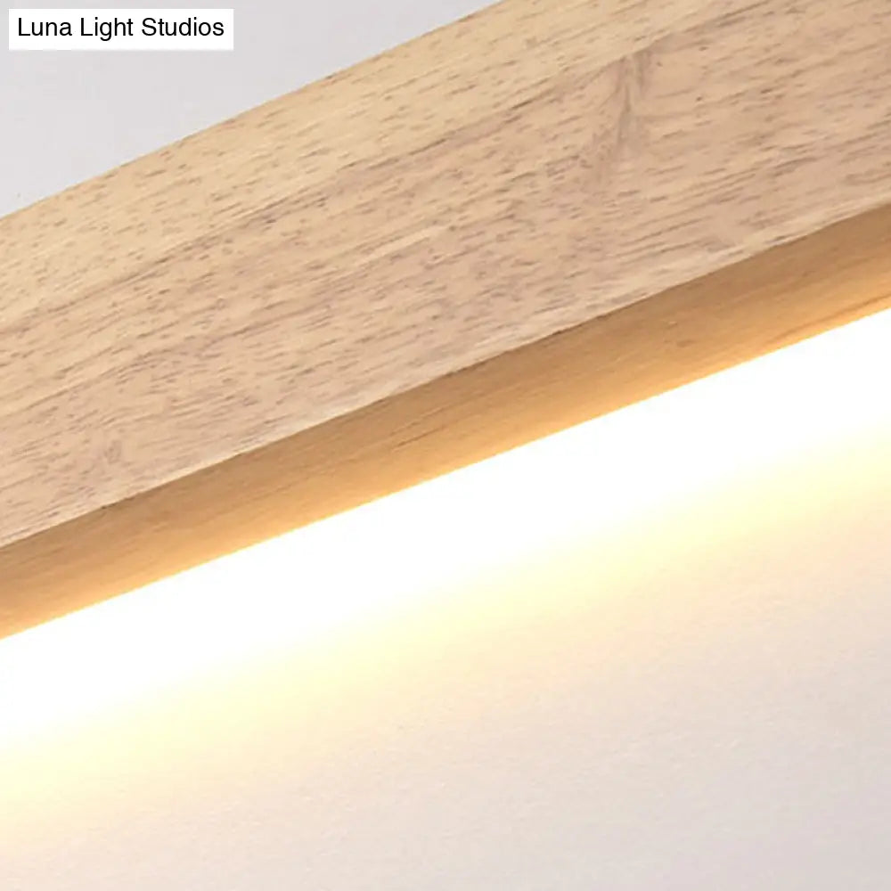 Modern Linear Wooden Wall Sconce Lamp - 1-Light Led Down Lighting Fixture For Bedroom