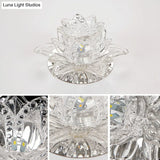 Modern Lotus - Shaped Entryway Led Crystal Flush Mount Ceiling Light In Clear