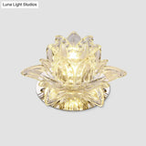 Modern Lotus - Shaped Entryway Led Crystal Flush Mount Ceiling Light In Clear
