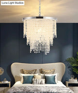 Modern Luxurious Crystal Round Pendant Lamp - 4-Light Cascading Design Ideal For Small Living Rooms