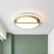 Modern Macaron Iron Ceiling Fixture 16.5’/20.5’ Wide Led Flush Mount Lighting In Green/Grey -