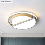 Modern Macaron Iron Ceiling Fixture 16.5’/20.5’ Wide Led Flush Mount Lighting In Green/Grey -