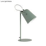 Modern Macaron Style 1-Light Tapered Desk Lamp Rotatable Metallic Reading Light Black/White For