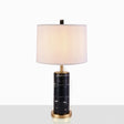 Modern Marble Cylinder Table Lamp With Plastic Shade - Black/White Perfect For Living Room Night