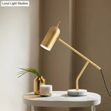 Modern Marble Dome Nightstand Lamp: Brass/Black Table Light For Study Room