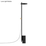 Modern Marble Led Stand Up Floor Lamp In Black - Reading Lighting With Cylindrical Base