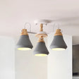 Modern Metal 3-Head Cone Flush Mount Lighting for Dining Room - Sleek Radial Semi Flush Lamp in White/Grey Grey