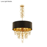 Modern Metal 3-Light Ceiling Chandelier With Multi Rings: Black And Gold Contemporary Pendant