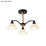 Modern Metal 3-Light Conical Shade Bedroom Hanging Lamp