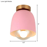 Modern Metal And Glass Flush Mount Ceiling Light - White/Pink/Yellow/Coffee 1 Head Corridor Fixture