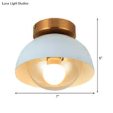 Modern Metal And Glass Flush Mount Ceiling Light - White/Pink/Yellow/Coffee 1 Head Corridor Fixture
