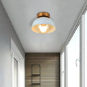 Modern Metal And Glass Flush Mount Ceiling Light - White/Pink/Yellow/Coffee 1 Head Corridor Fixture