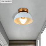Modern Metal And Glass Flush Mount Ceiling Light - White/Pink/Yellow/Coffee 1 Head Corridor Fixture