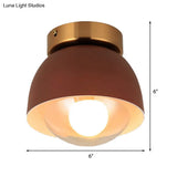 Modern Metal And Glass Flush Mount Ceiling Light - White/Pink/Yellow/Coffee 1 Head Corridor Fixture