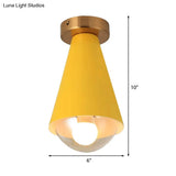Modern Metal And Glass Flush Mount Ceiling Light - White/Pink/Yellow/Coffee 1 Head Corridor Fixture