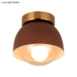 Modern Metal And Glass Flush Mount Ceiling Light - White/Pink/Yellow/Coffee 1 Head Corridor Fixture