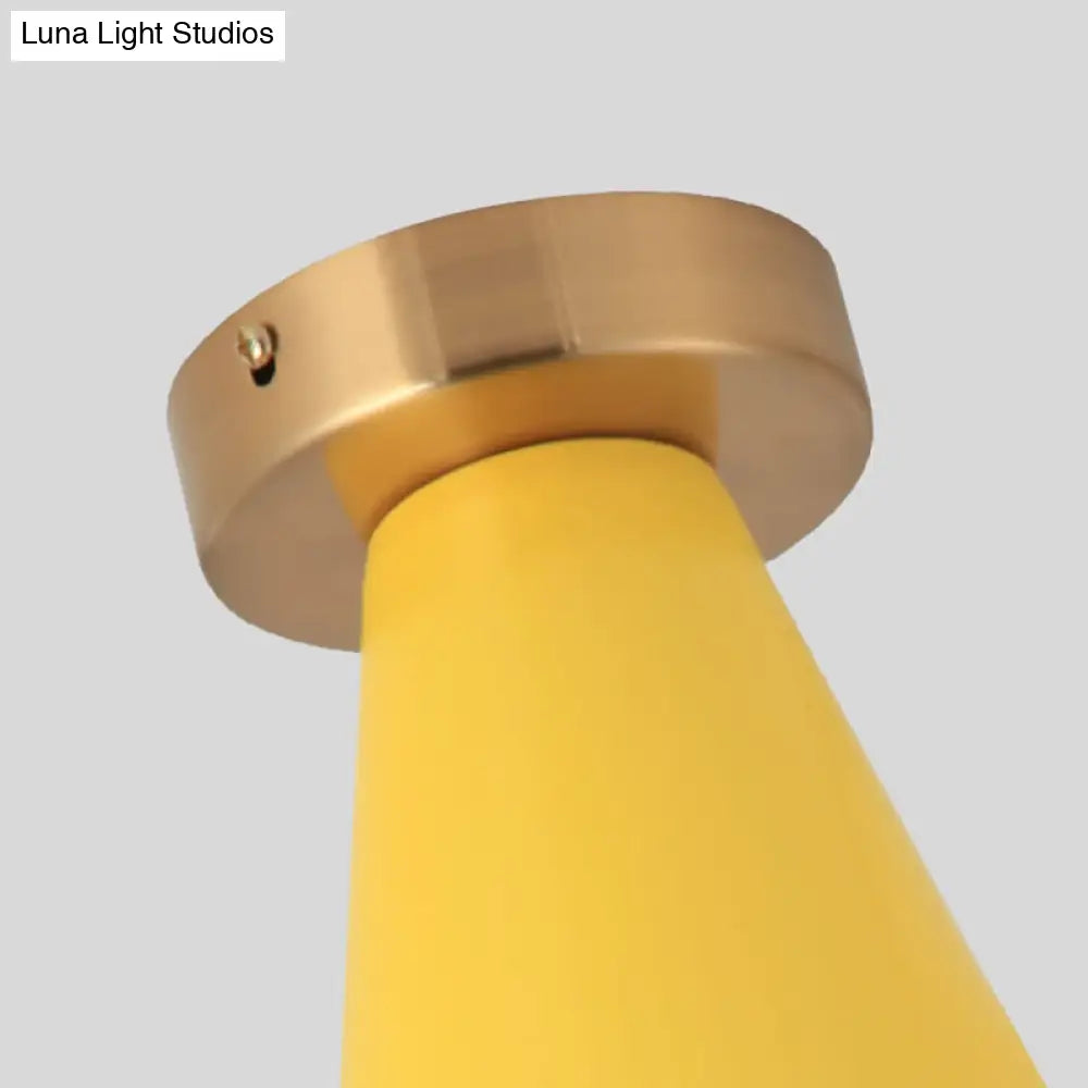 Modern Metal And Glass Flush Mount Ceiling Light - White/Pink/Yellow/Coffee 1 Head Corridor Fixture