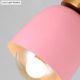 Modern Metal And Glass Flush Mount Ceiling Light - White/Pink/Yellow/Coffee 1 Head Corridor Fixture