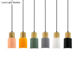 Modern Metal And Wood Hanging Lamp - 1 Light Pendant For Office Hallways