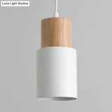 Modern Metal And Wood Hanging Lamp - 1 Light Pendant For Office Hallways