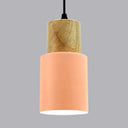 Modern Metal And Wood Hanging Lamp - 1 Light Pendant For Office Hallways Pink