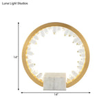 Modern Metal Bedside Led Night Lamp With Inner Magnet Crystal Decor - Gold Loop Table Light