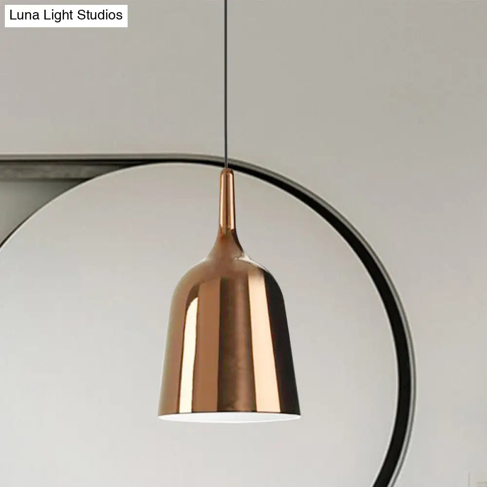 Modern Metal Bell Pendant Light - 6’/8’/10.5’ Wide 1 Black/White/Chrome Hanging Ceiling Lamp