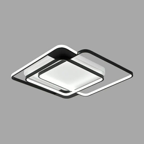 Modern Metal Black Led Square Flush Mount For Bedrooms / 20.5’ White
