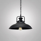 Modern Metal Black Pendant Light With Geometric Shade - Single Bulb Industrial Hanging Fixture / G