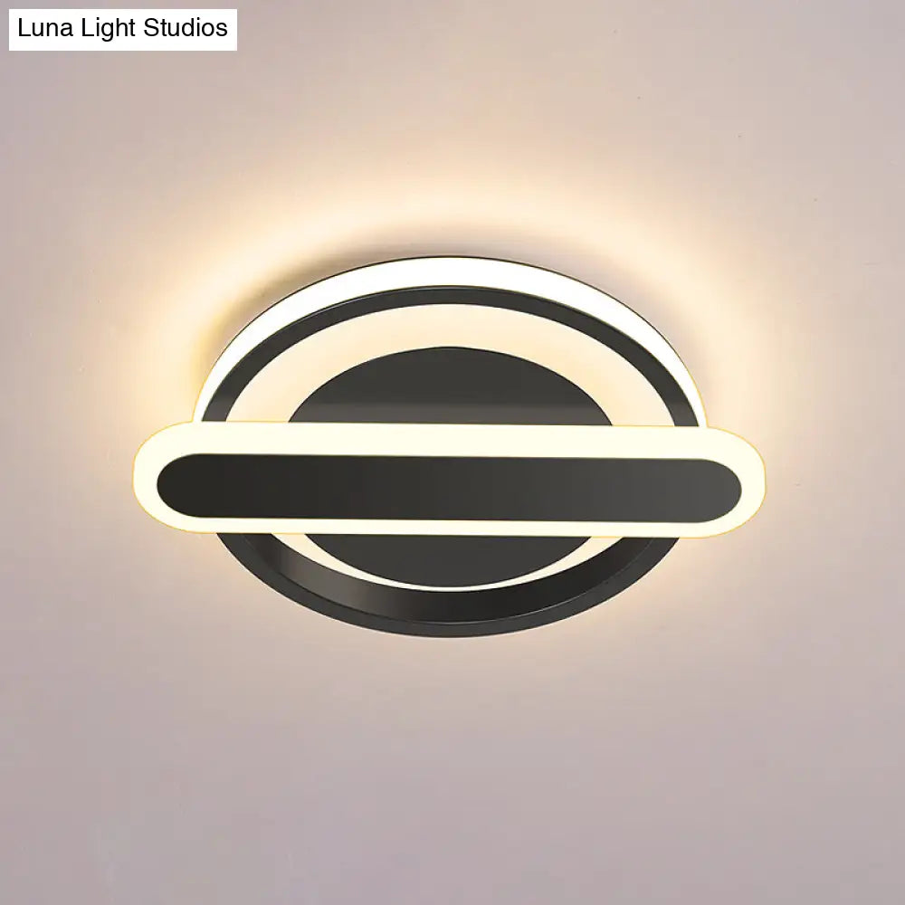 Modern Metal Black/White/Gold Led Ceiling Flushmount For Corridor - Small Circle & Oval Design