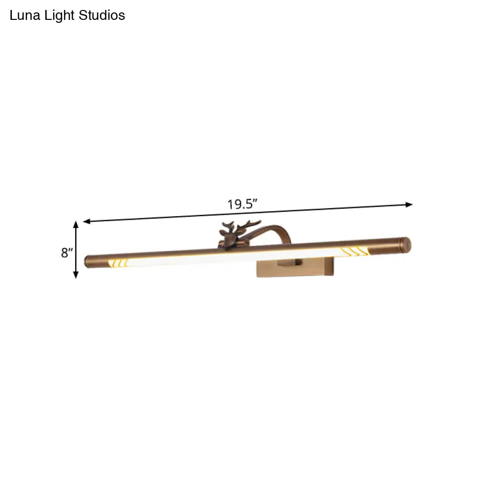 Modern Metal Brass Led Vanity Light Fixture In White/Warm (19.5/27/31.5 Tube)