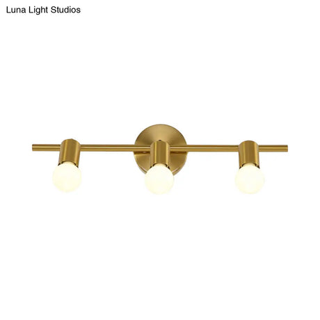 Modern Metal Brass Linear Led Wall Sconce 2/3/4-Bulb Vanity Light For Bathroom