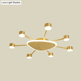 Modern Metal Brass Starburst Led Ceiling Light - Triangular 14’/24.5’ Wide Flush Mount With