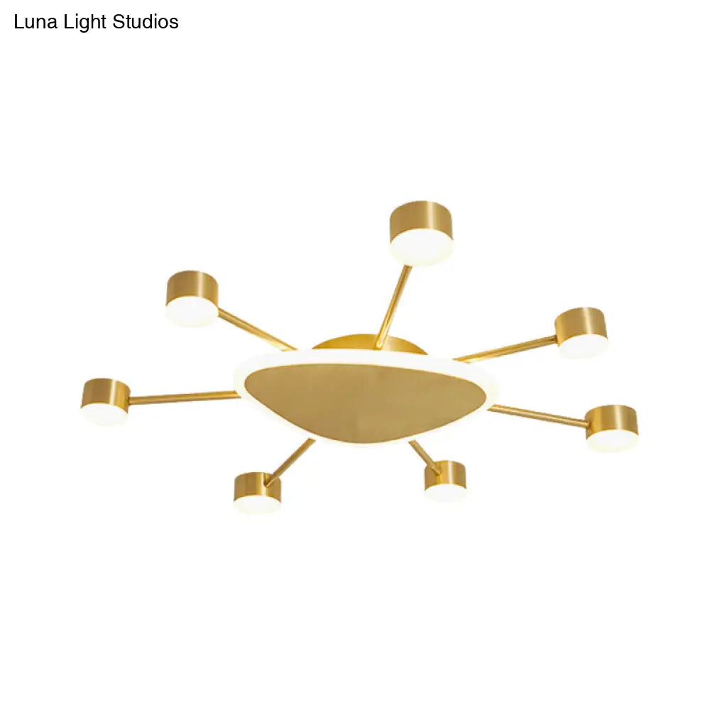 Modern Metal Brass Starburst Led Ceiling Light - Triangular 14’/24.5’ Wide Flush Mount With