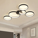 Modern Metal Bubble Rings Flush Mount Led Ceiling Light - 3/4/5 - Head Black Surface 5 /