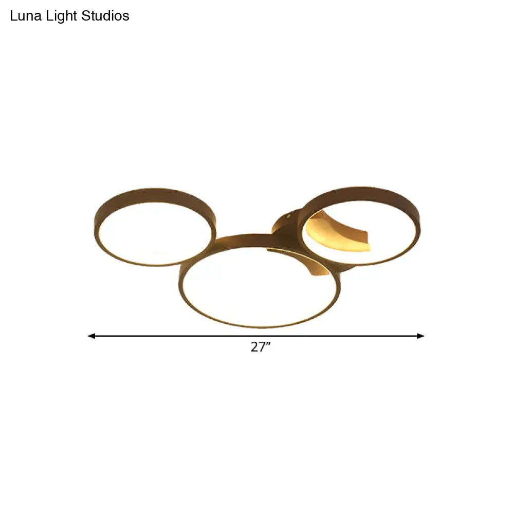 Modern Metal Bubble Rings Flush Mount Led Ceiling Light - 3/4/5 - Head Black Surface