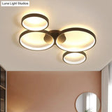 Modern Metal Bubble Rings Flush Mount Led Ceiling Light - 3/4/5 - Head Black Surface