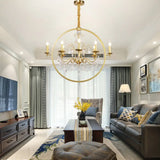 Modern Metal Candelabra Ceiling Light: 6/8 Light Brass Chandelier With Crystal Drop 8 /