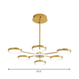 Modern Circle Branching 6-Head Led Chandelier In Black/Gold Warm/White Light