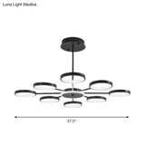 Modern Metal Circle Branched 6-Light Led Chandelier In Black/Gold Warm/White Lighting