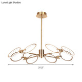 Modern Metal Circle Chandelier Lamp 8-Light Gold Hanging Ceiling Light In Warm/White