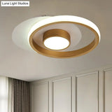 Modern Metal Circle Flush Lamp With Led For Porch - White/Black Or Gold/Black Warm/White Light